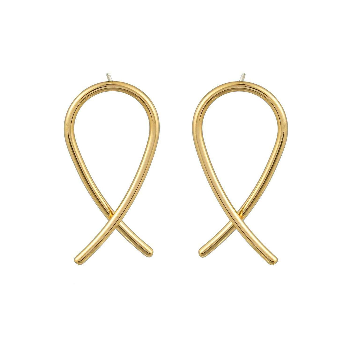 MAEVE Gold: Minimalist Oval Shaped Wire Constructed Stud Earrings