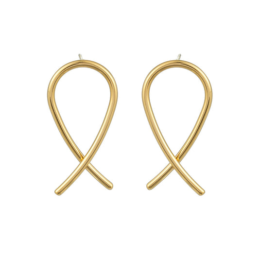 MAEVE Gold: Minimalist Oval Shaped Wire Constructed Stud Earrings