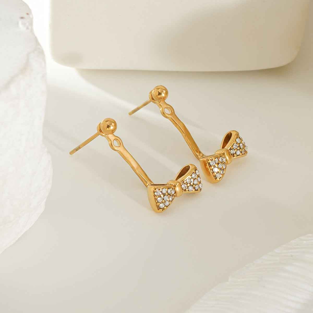 CUMAREE Gold: Mini Ball-Bead Stud Earrings Anchoring a Zirconia Infinity Charm