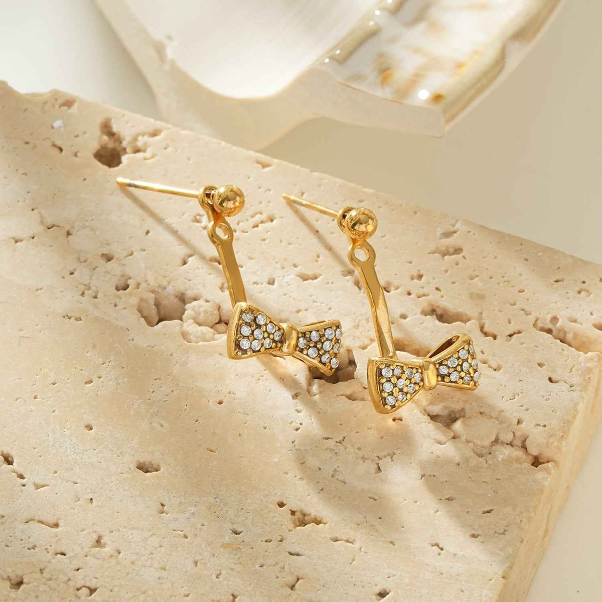 CUMAREE Gold: Mini Ball-Bead Stud Earrings Anchoring a Zirconia Infinity Charm