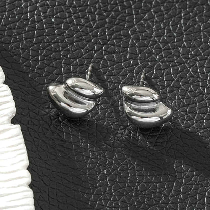 ARTEMIS Silver (White Gold): Contemporary Abstract Shaped Stud Earrings