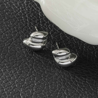 ARTEMIS Silver (White Gold): Contemporary Abstract Shaped Stud Earrings