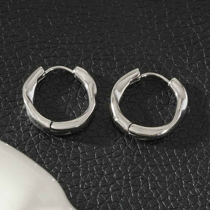 ABIR Silver (White Gold): Subtle Twist Hoop Earrings