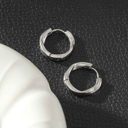 ABIR Silver (White Gold): Subtle Twist Hoop Earrings