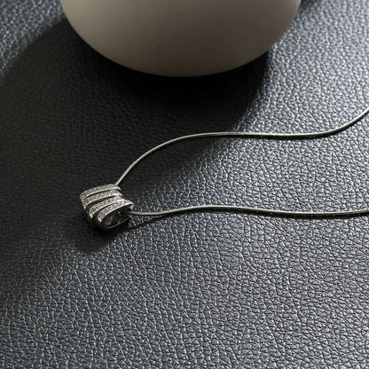 GARNA Silver (White Gold): Mini Snake-Skin Chain with Zirconia-Adorned Oval Shaped Charms