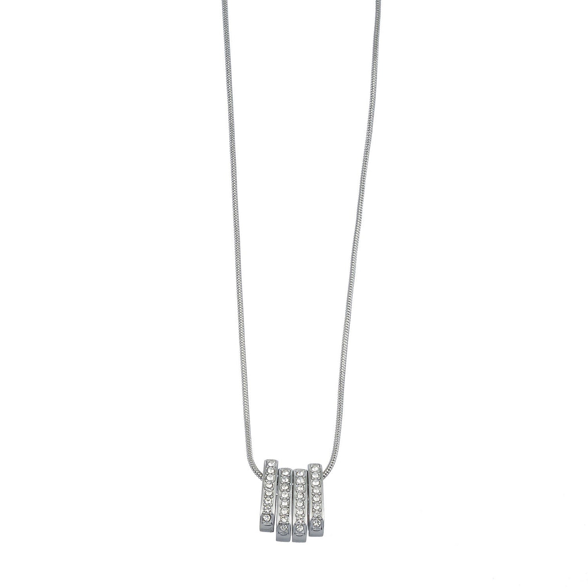 GARNA Silver (White Gold): Mini Snake-Skin Chain with Zirconia-Adorned Oval Shaped Charms