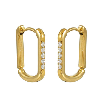 DEEQA Gold: Pavé Zirconia Rectangle Hoop Earrings