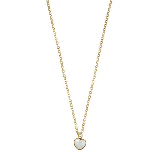 KOKAM Gold: Dainty Chain Necklace with Mini Shell-Encased Heart Charm Pendant — A Little Love to Hold Close
