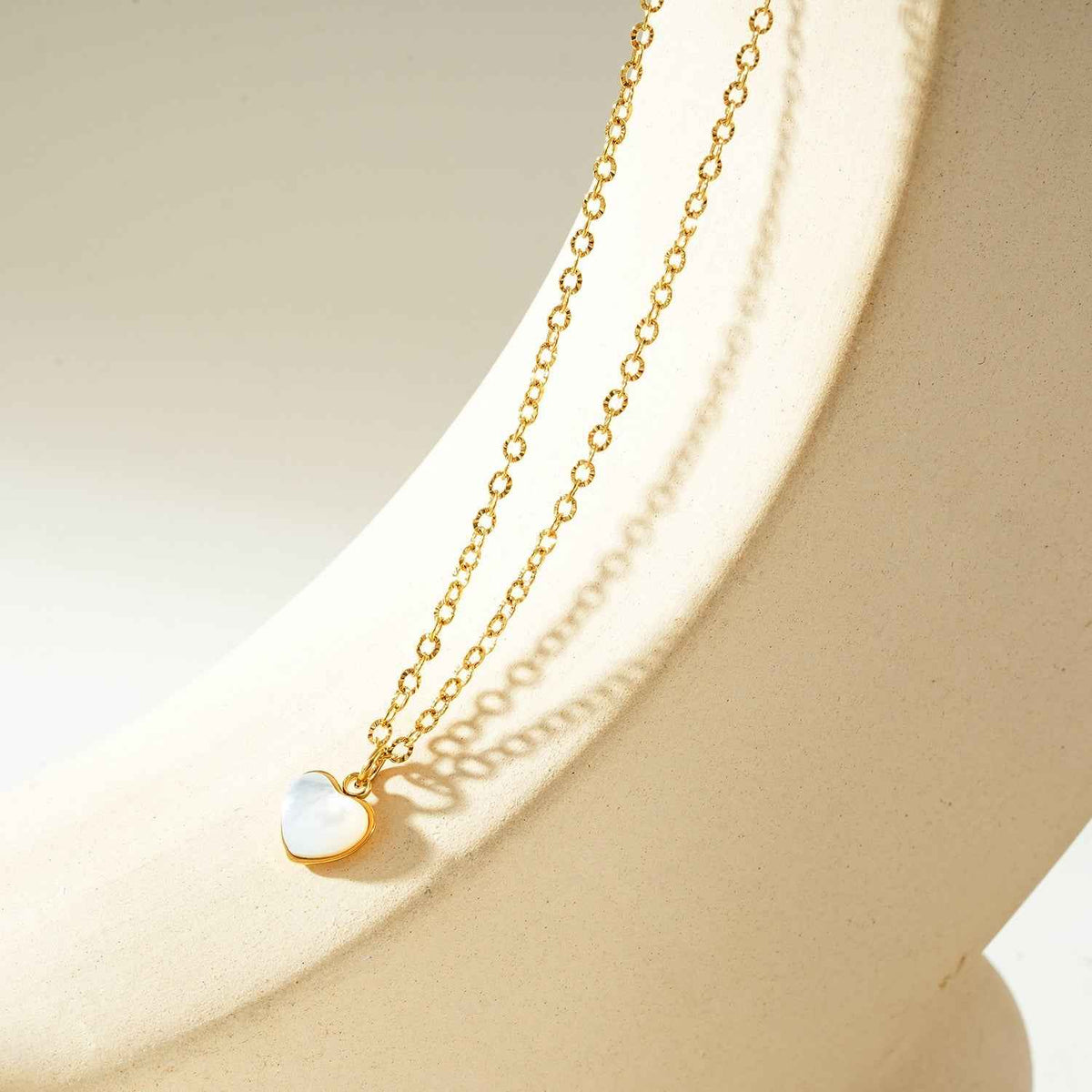 KOKAM Gold: Dainty Chain Necklace with Mini Shell-Encased Heart Charm Pendant — A Little Love to Hold Close