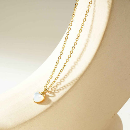 KOKAM Gold: Dainty Chain Necklace with Mini Shell-Encased Heart Charm Pendant — A Little Love to Hold Close