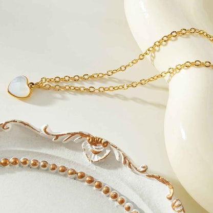 KOKAM Gold: Dainty Chain Necklace with Mini Shell-Encased Heart Charm Pendant — A Little Love to Hold Close