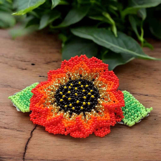 Handmade Beaded Sunflower Hair Clip-Golden