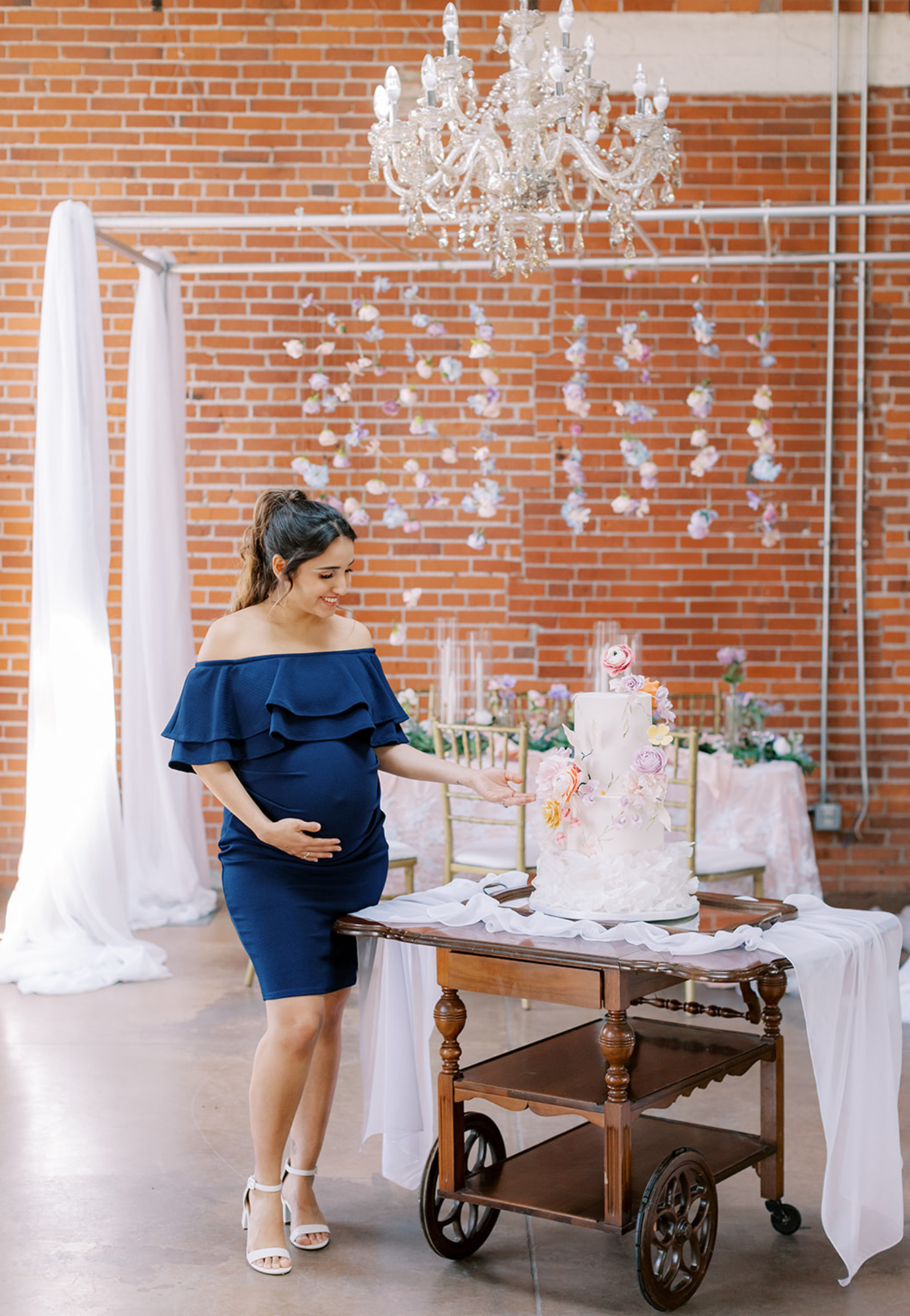 Double Ruffle Off Shoulder Maternity Dress