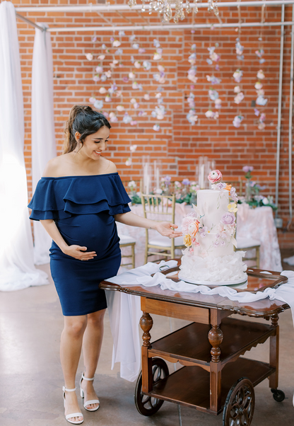 Double Ruffle Off Shoulder Maternity Dress