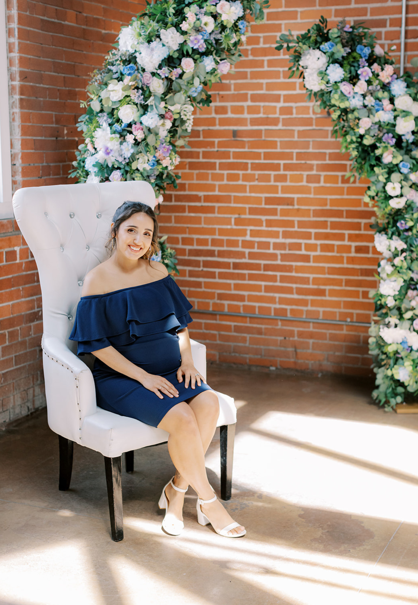 Double Ruffle Off Shoulder Maternity Dress