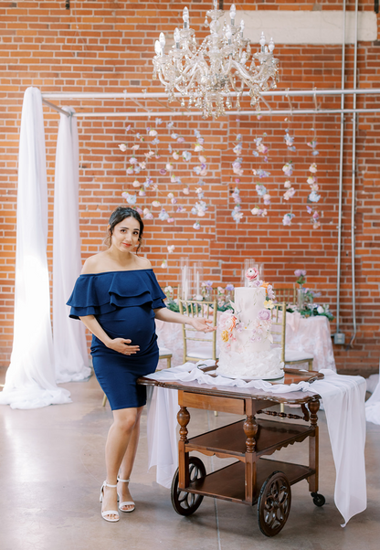 Double Ruffle Off Shoulder Maternity Dress