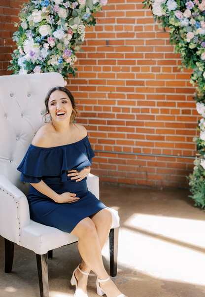 Double Ruffle Off Shoulder Maternity Dress