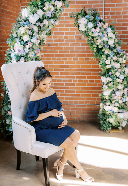 Double Ruffle Off Shoulder Maternity Dress