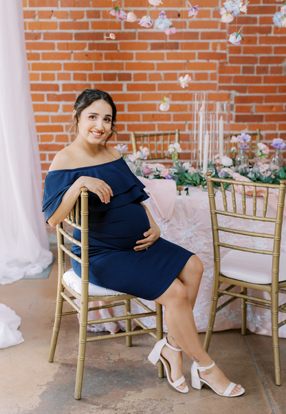 Double Ruffle Off Shoulder Maternity Dress