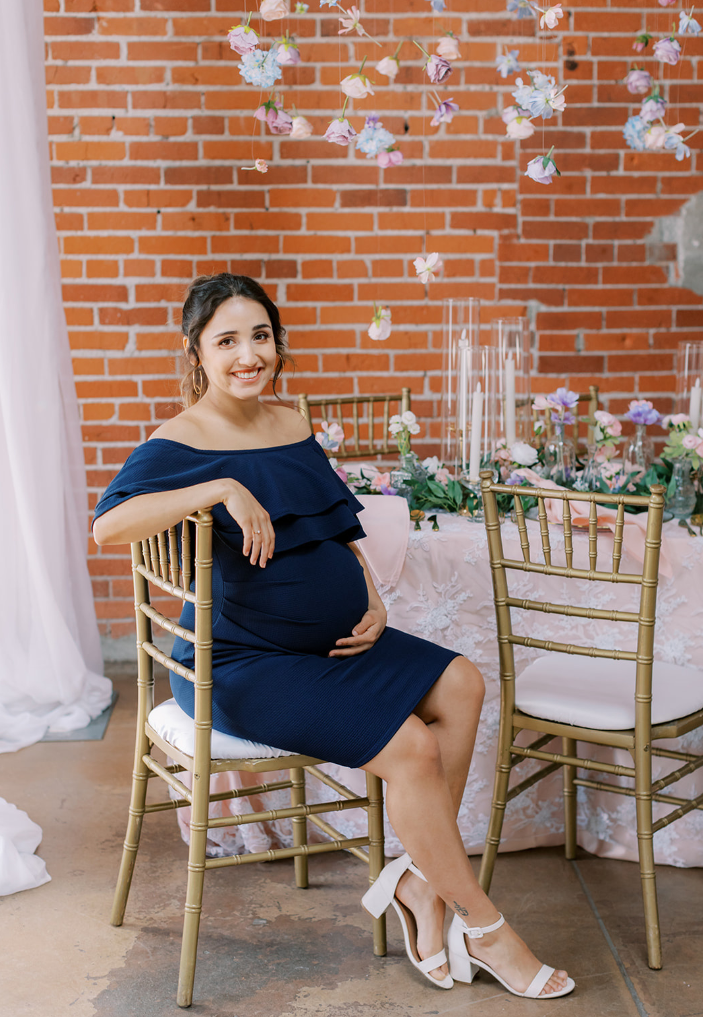 Double Ruffle Off Shoulder Maternity Dress