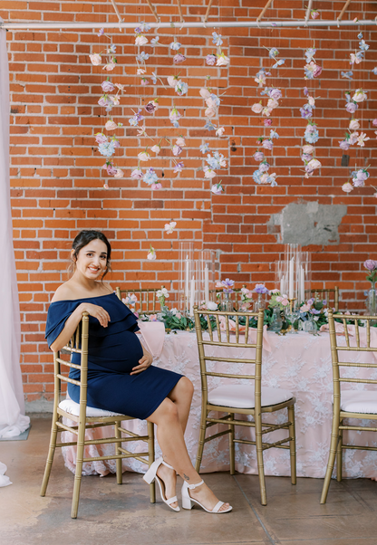 Double Ruffle Off Shoulder Maternity Dress