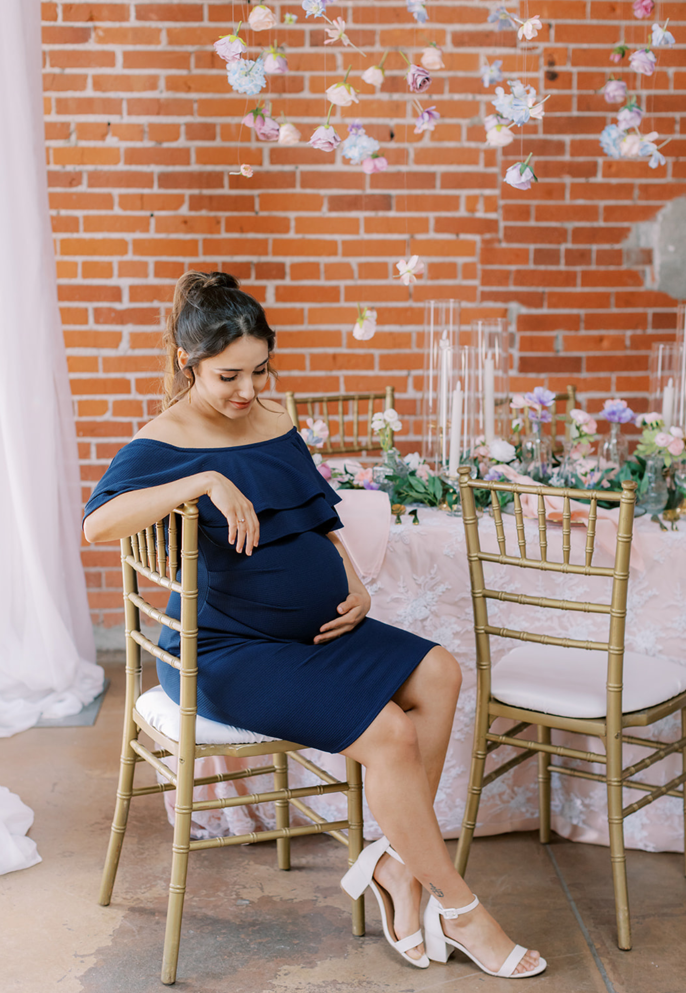 Double Ruffle Off Shoulder Maternity Dress