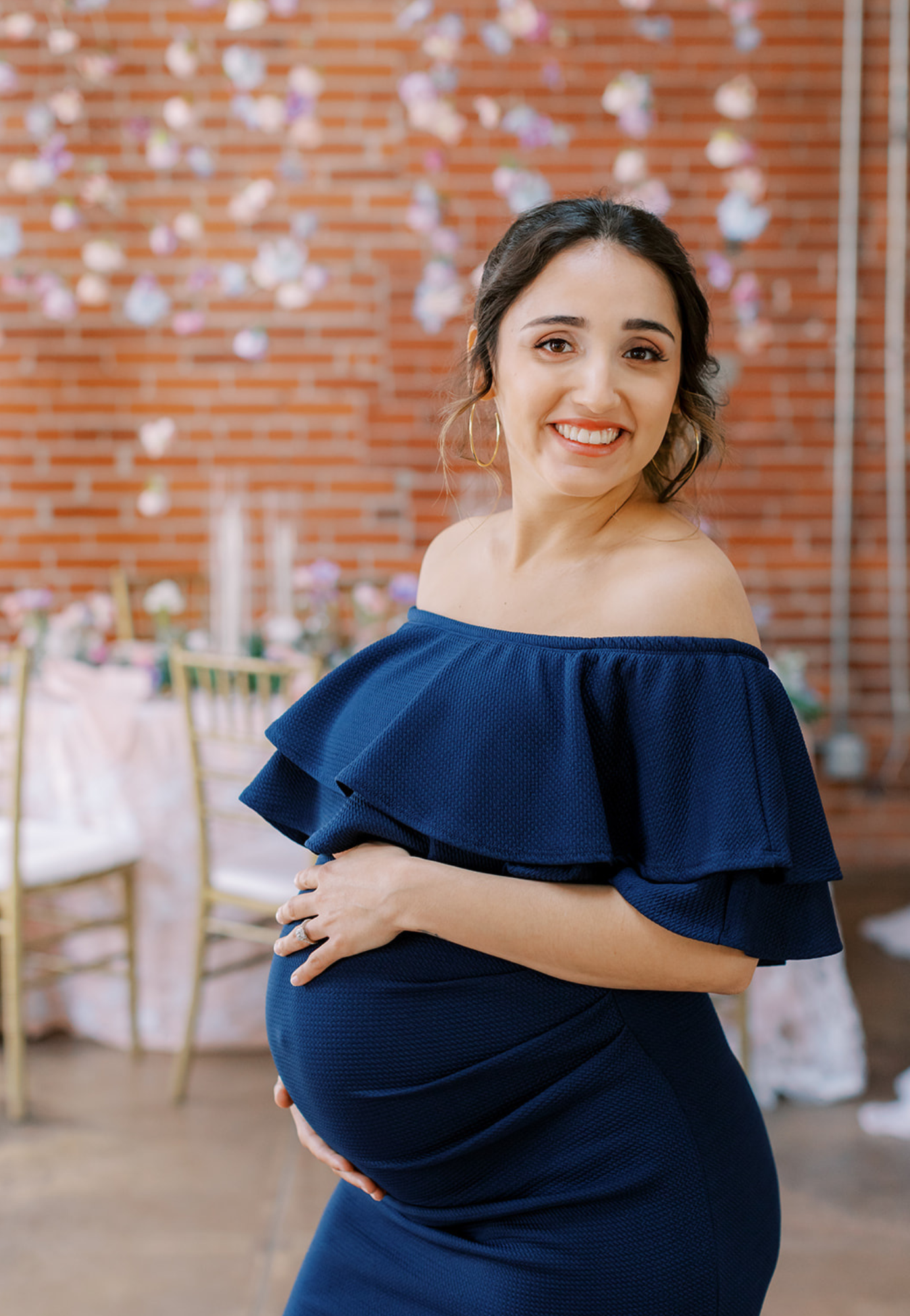 Double Ruffle Off Shoulder Maternity Dress