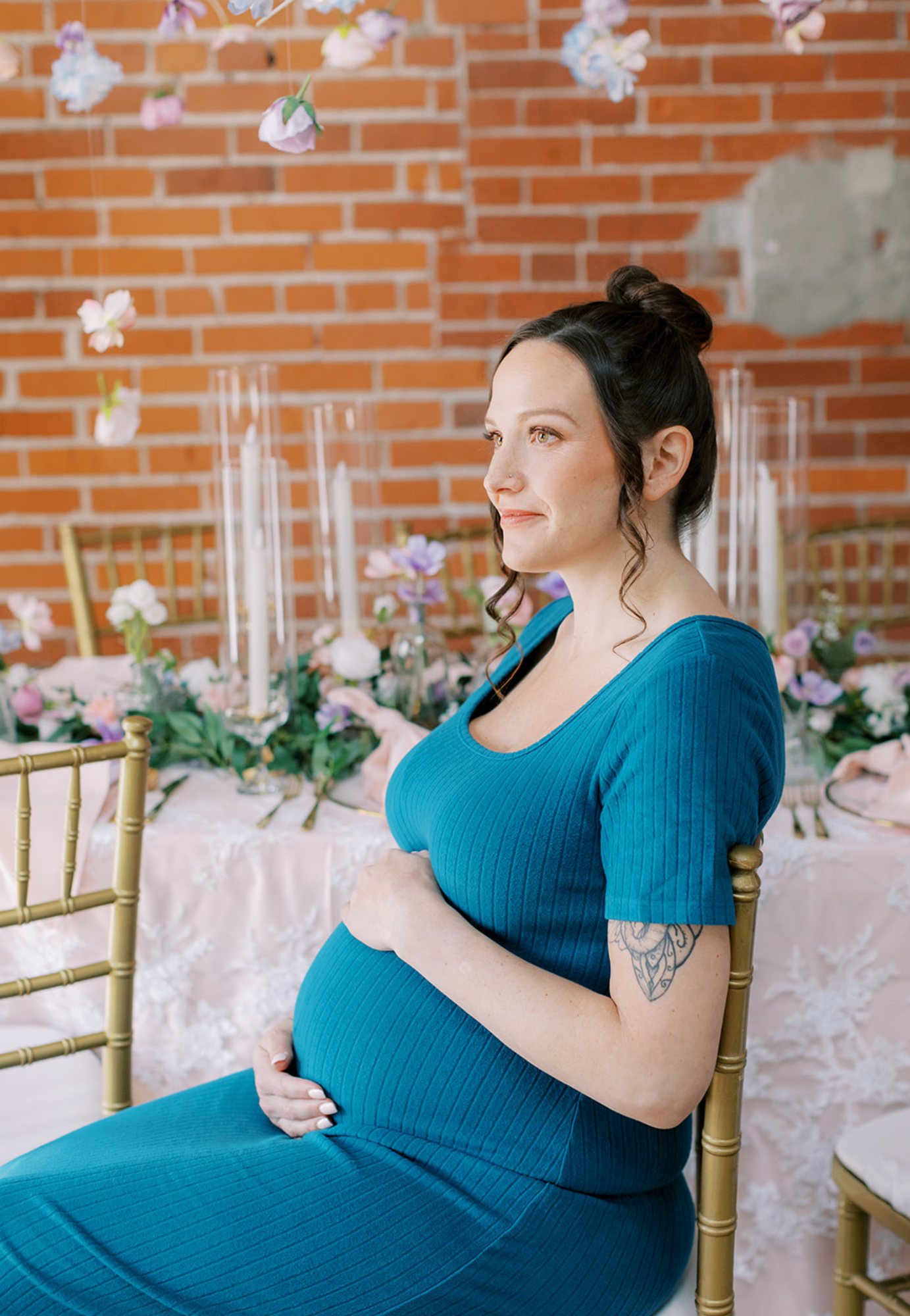 Ribbed Midi Maternity Tee Shirt Dress