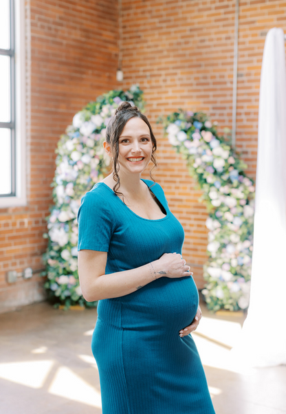 Ribbed Midi Maternity Tee Shirt Dress