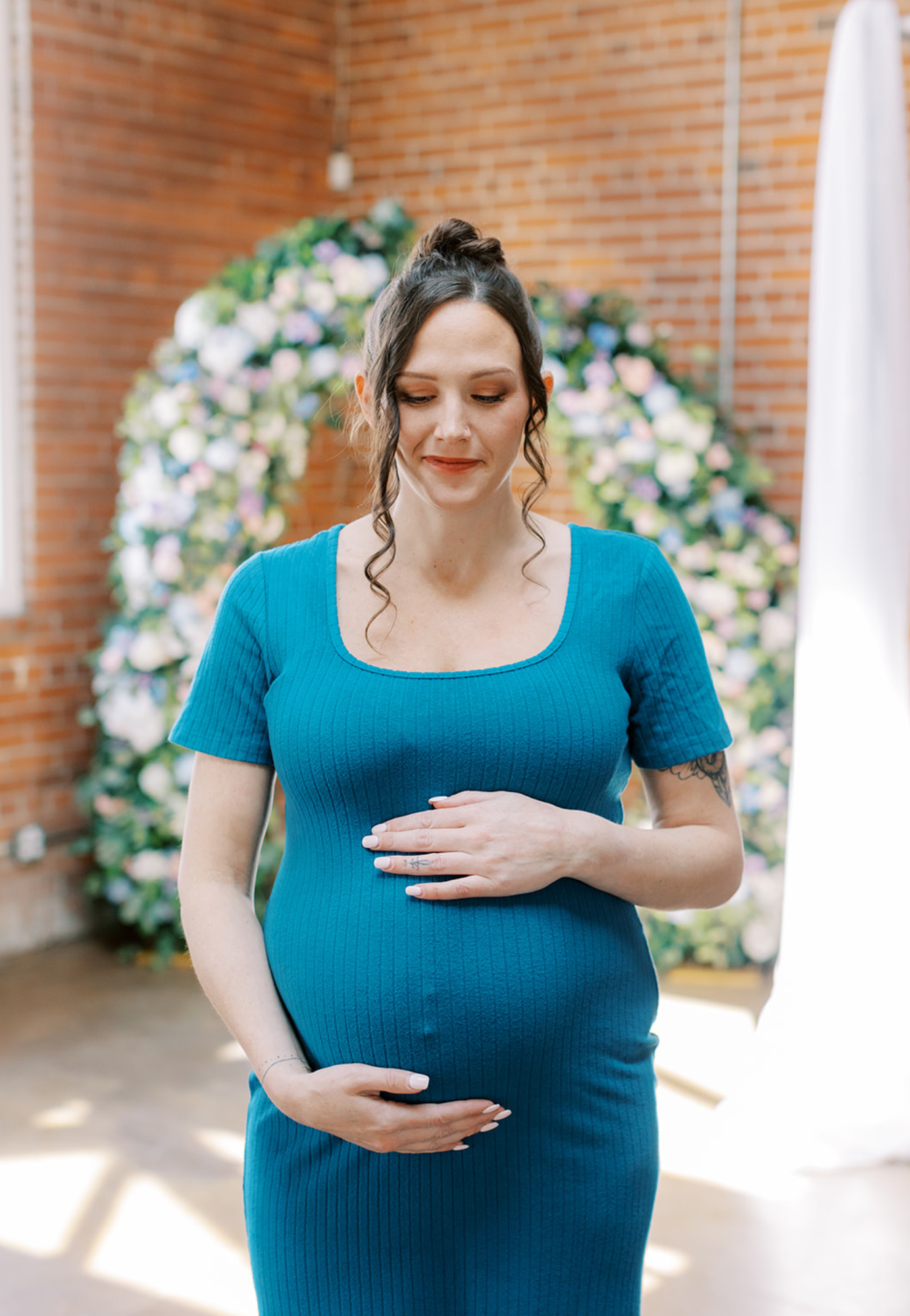Ribbed Midi Maternity Tee Shirt Dress