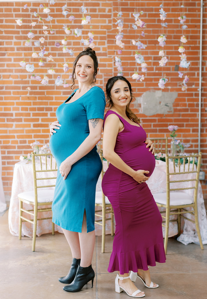 Ribbed Midi Maternity Tee Shirt Dress