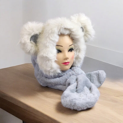 Soft Plush Hat w/ scarf (Panda)