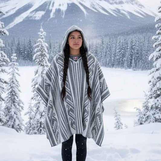 Grey Pure Llama wool Ponchos