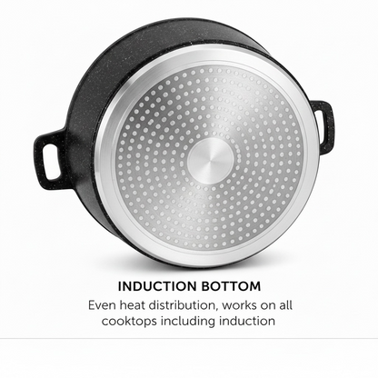 24cm Granite Non-Stick Casserole Pot with Lid – 4.5L, Induction Ready - UAKEEN - 1 Piece