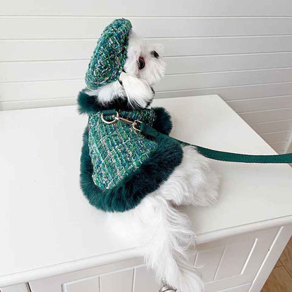 Evergreen Heritage Tweed Dog Harness Set | Harness Hat and Leash Outfit