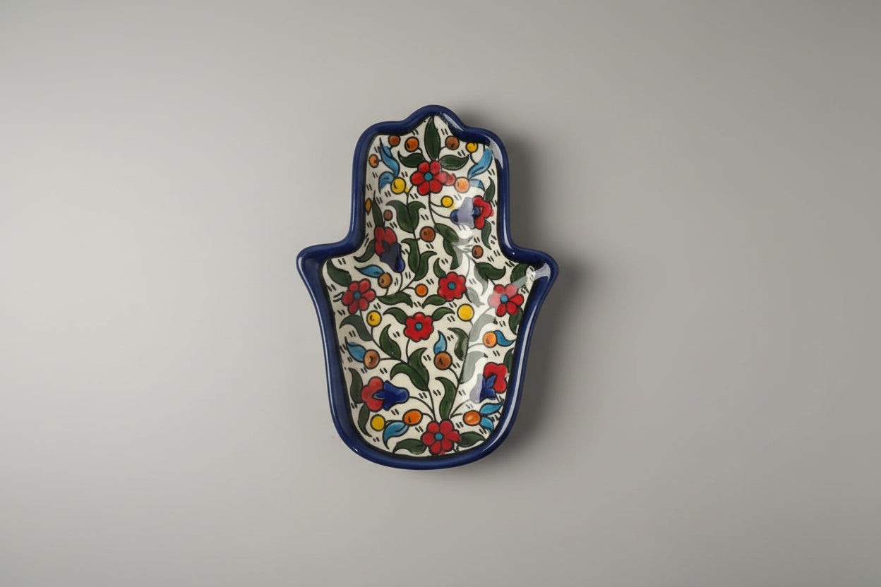 Handgemachte Keramik-Hamsa-Schale in Handform – 18 cm Servierteller