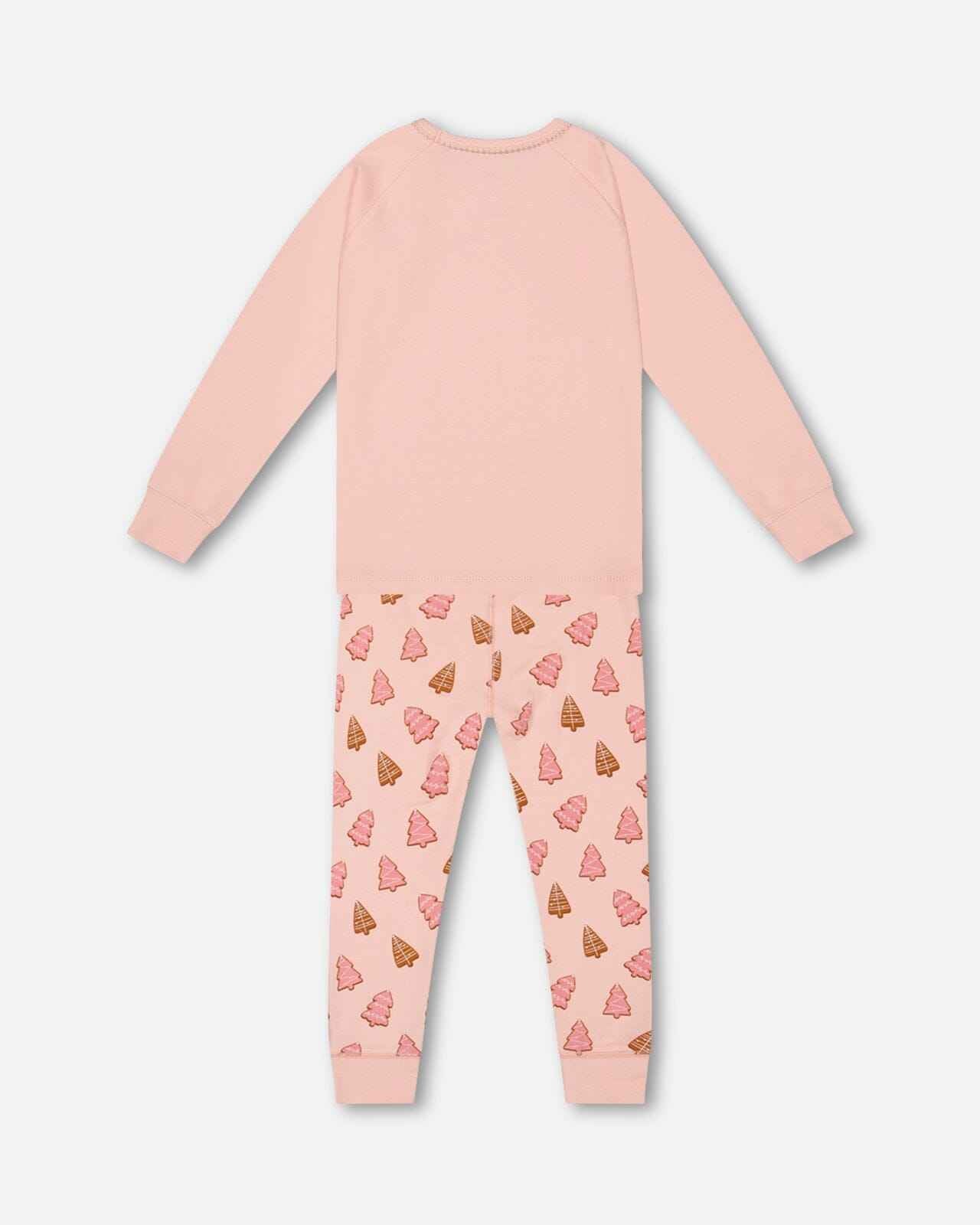 Organic Cotton Two Piece Pajama Set Pink Christmas Cookies