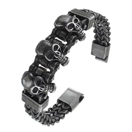 GoSteel 3 Skull Bracelet