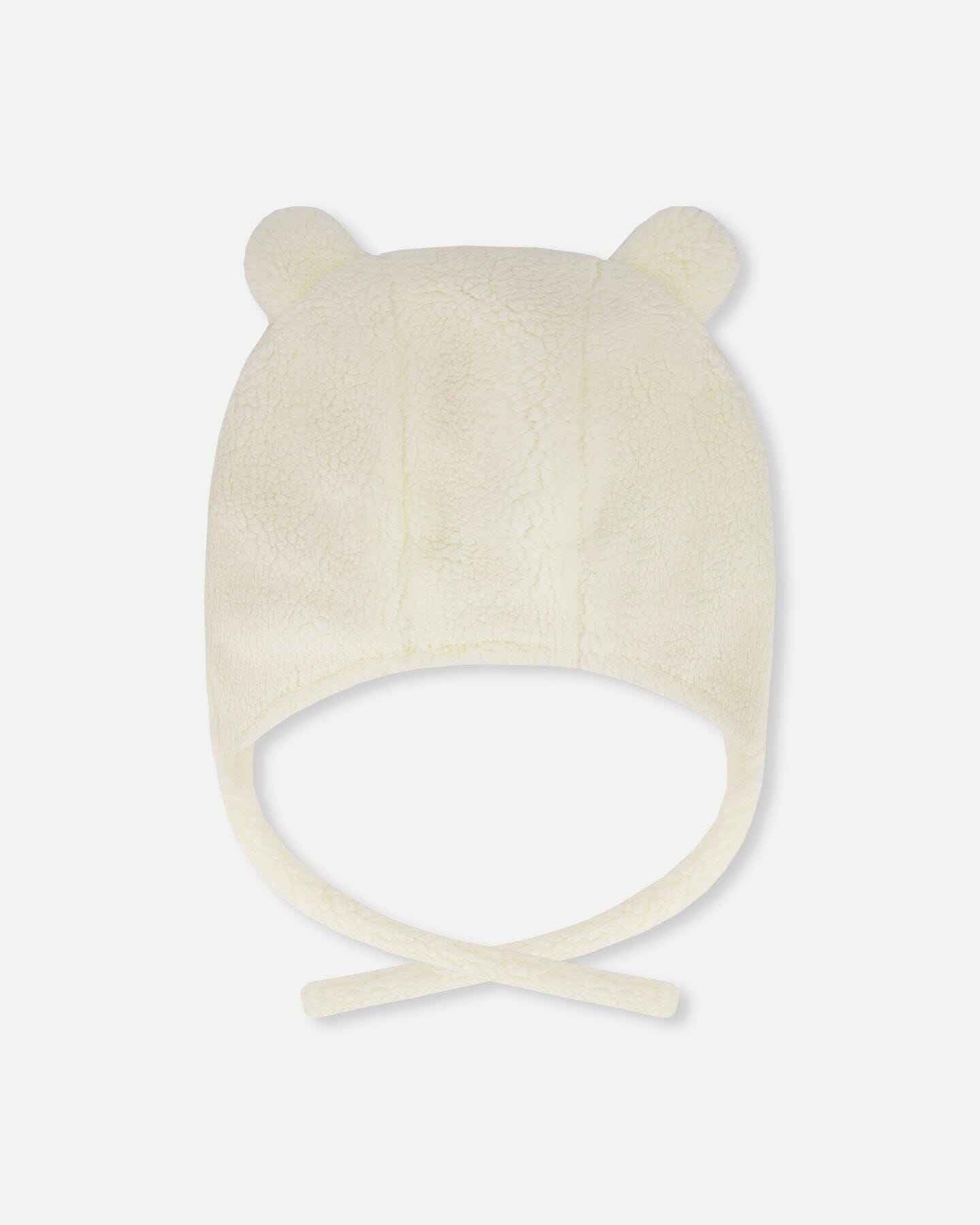 Lined Baby Sherpa Hat With Ear Flaps Off-White