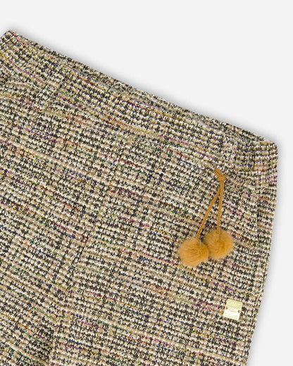 Tweed Flare Pants Beige And Black