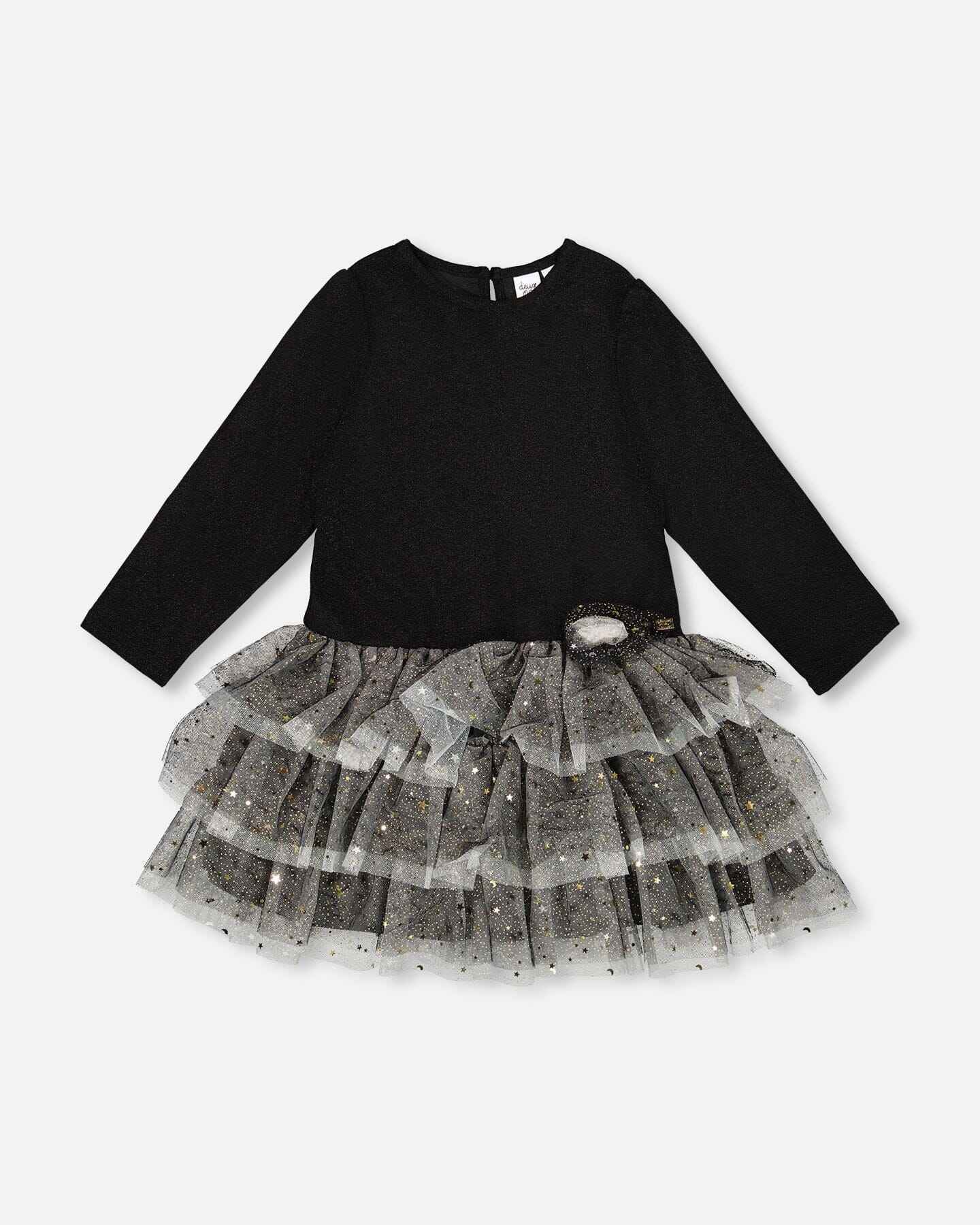 Glittering Mesh Skirt Party Dress Black