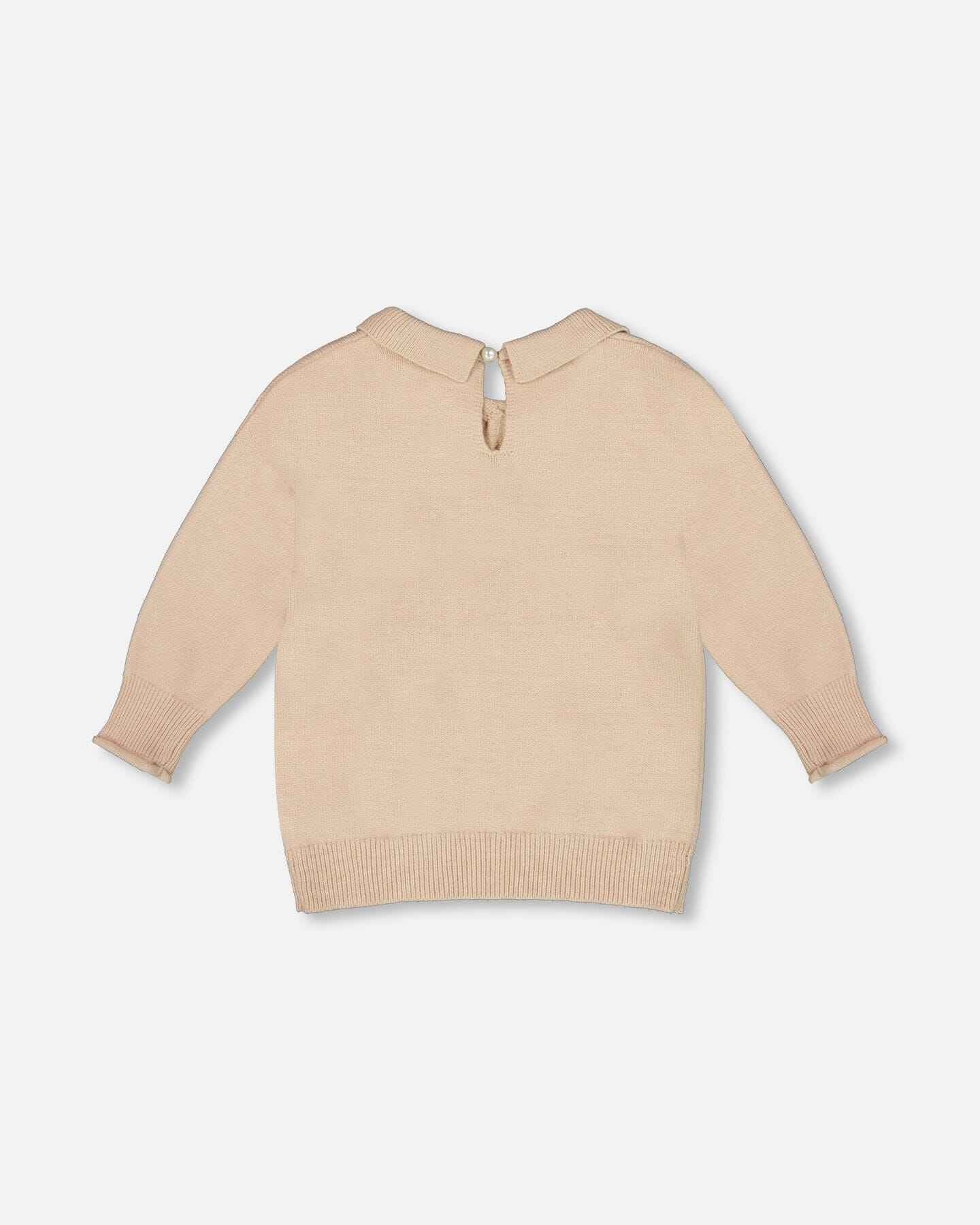 3/4 Sleeve Knitted Sweater Beige