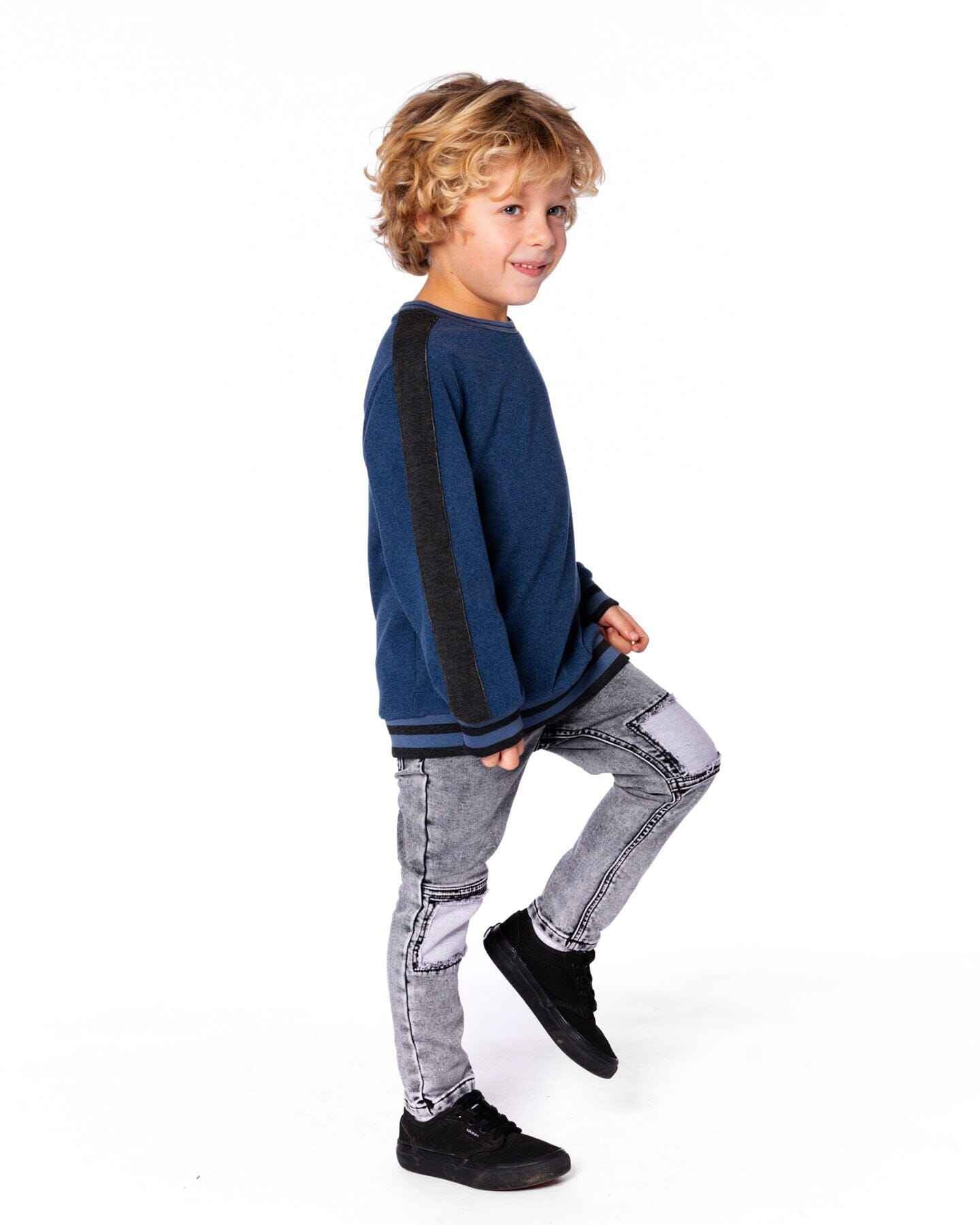 Super Soft Flat Back Rib Sweatshirt Dark Steel Blue