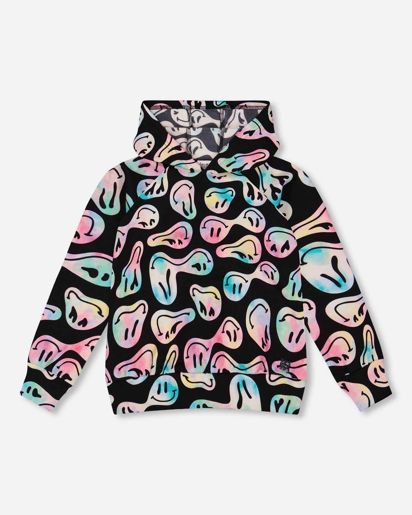 Pullover Fleece Hoodie Smiley Face Girl