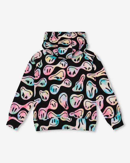 Pullover Fleece Hoodie Smiley Face Girl