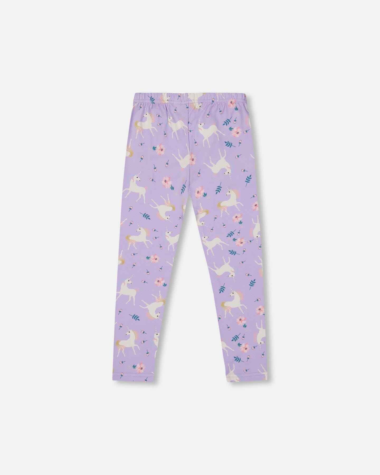 Stretch Jersey Leggings Lilac Unicorn Print