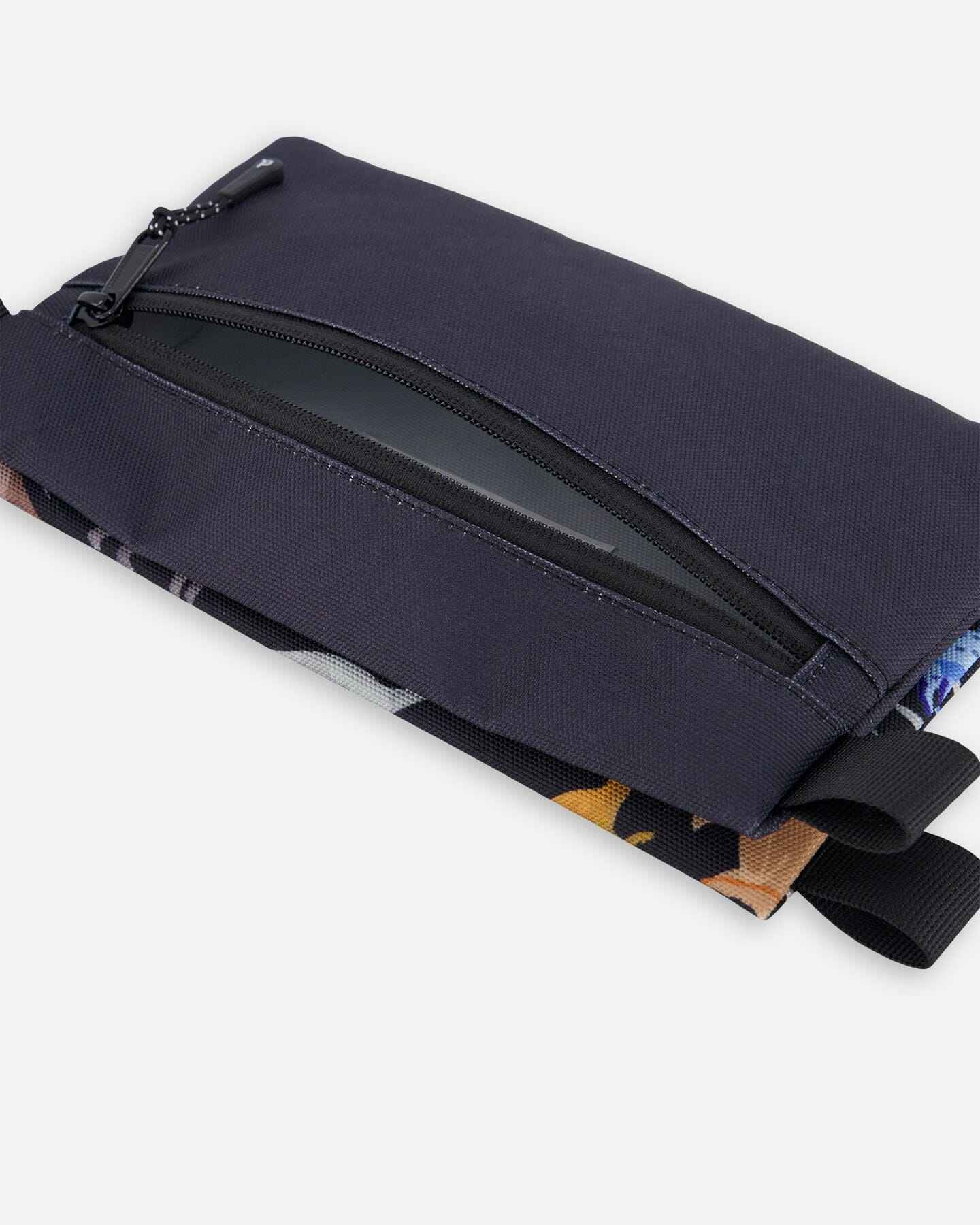 Double Pencil Case Black Dinosaur Print