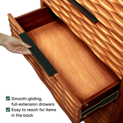 Elara Solid Wood Dresser with 5 Drawers