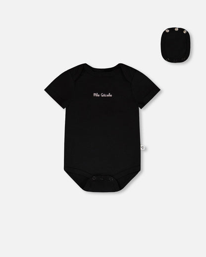 Evolutive Organic Cotton Jersey Onesie Black