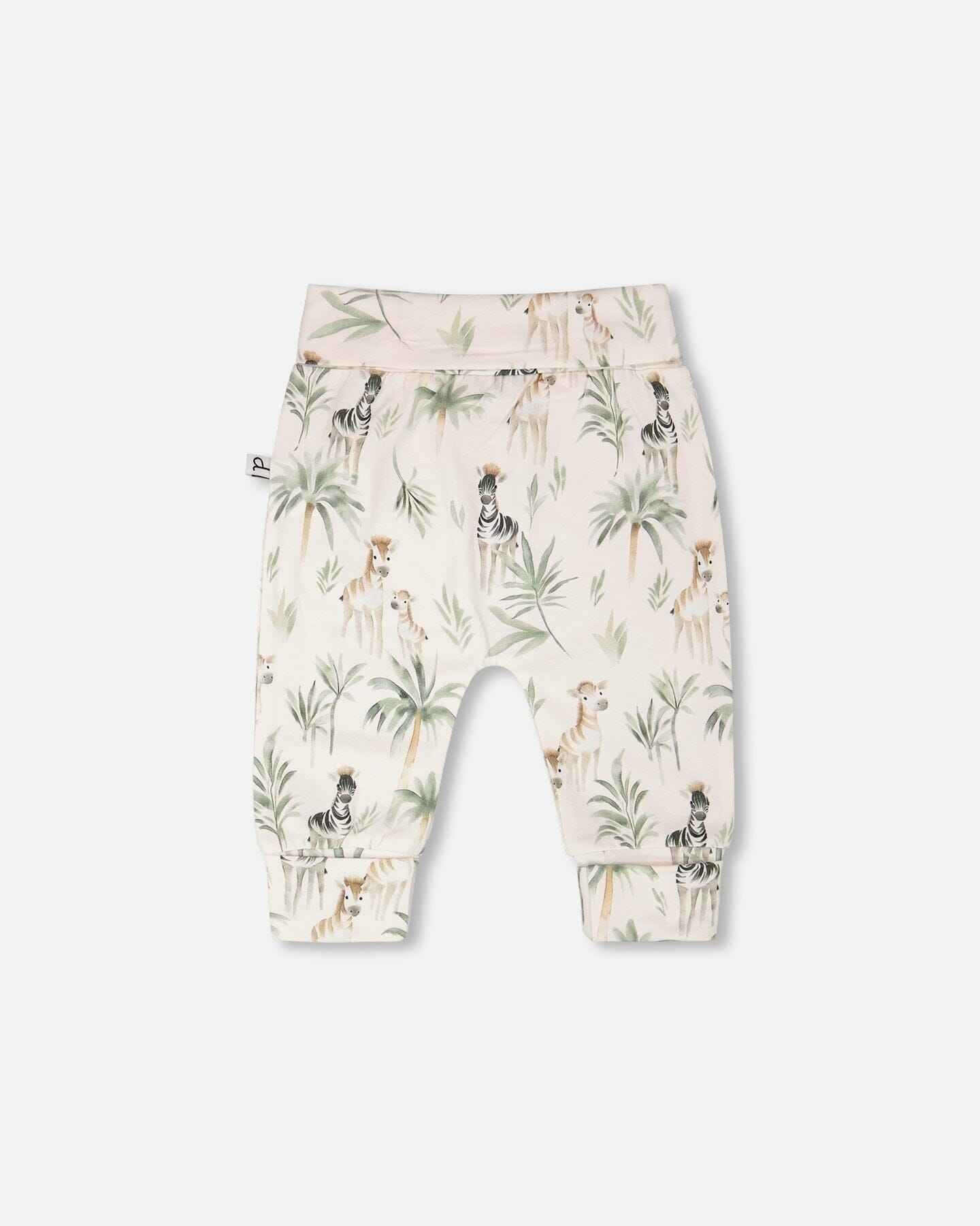 Organic Cotton Jersey Evolutive Pants Beige Zebra Print